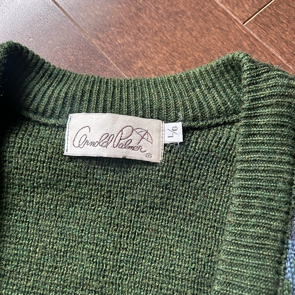 Vintage Arnold Palmer Pine Green Patterned Knit Button-Up Sweater Vest - Picture 3 of 4